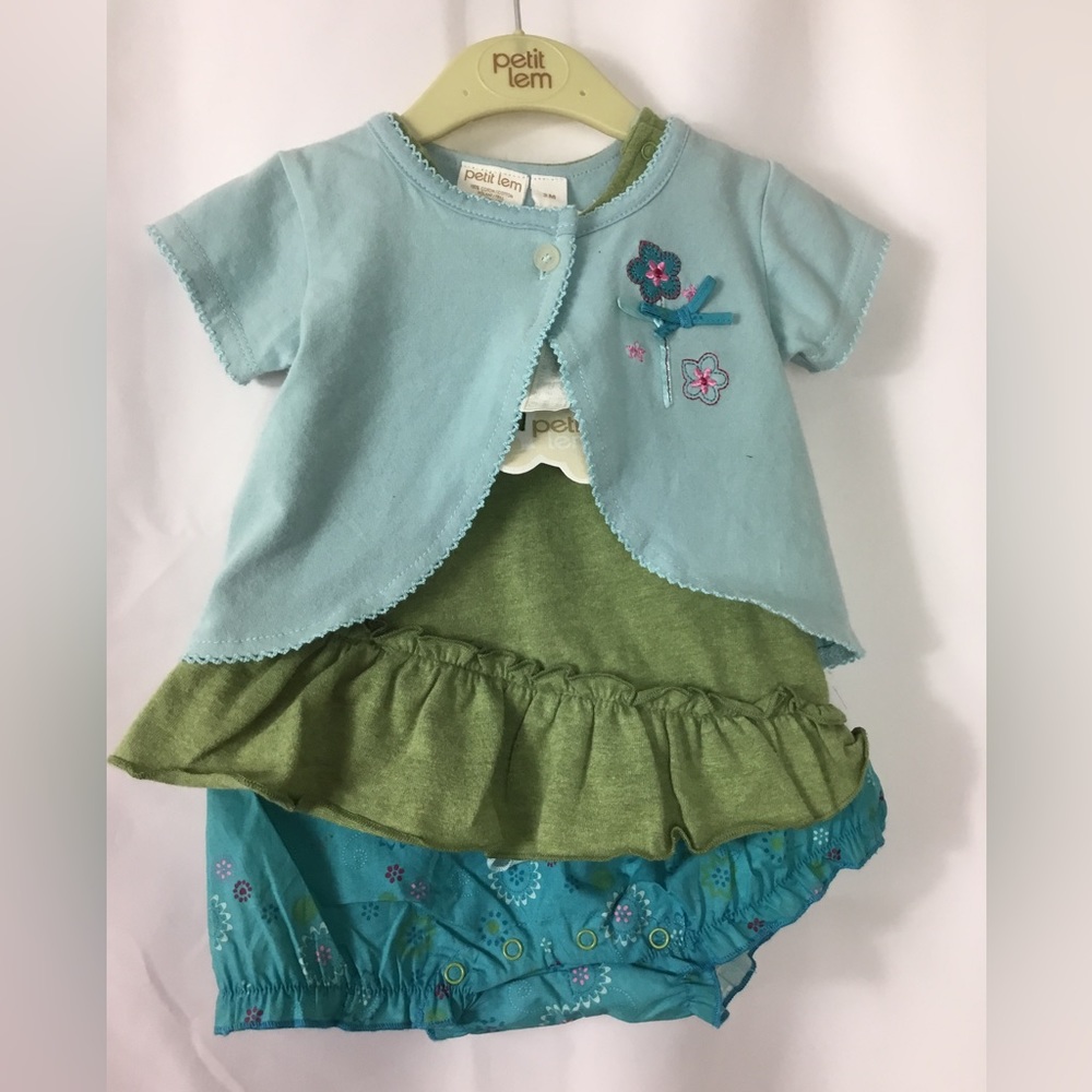 Petit Lem Baby Girl Romper 2 Piece Size 3 Month New